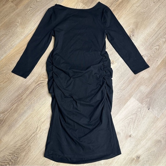 Isabel Maternity Black 3 Quarter Sleeve Midi Dress size S - Picture 2 of 5